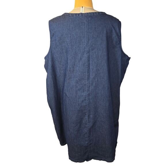 mySTYLE Womens 3X Sleeveless Denim Shift Dress Knee Length Beach Vacation Casual - Picture 4 of 10